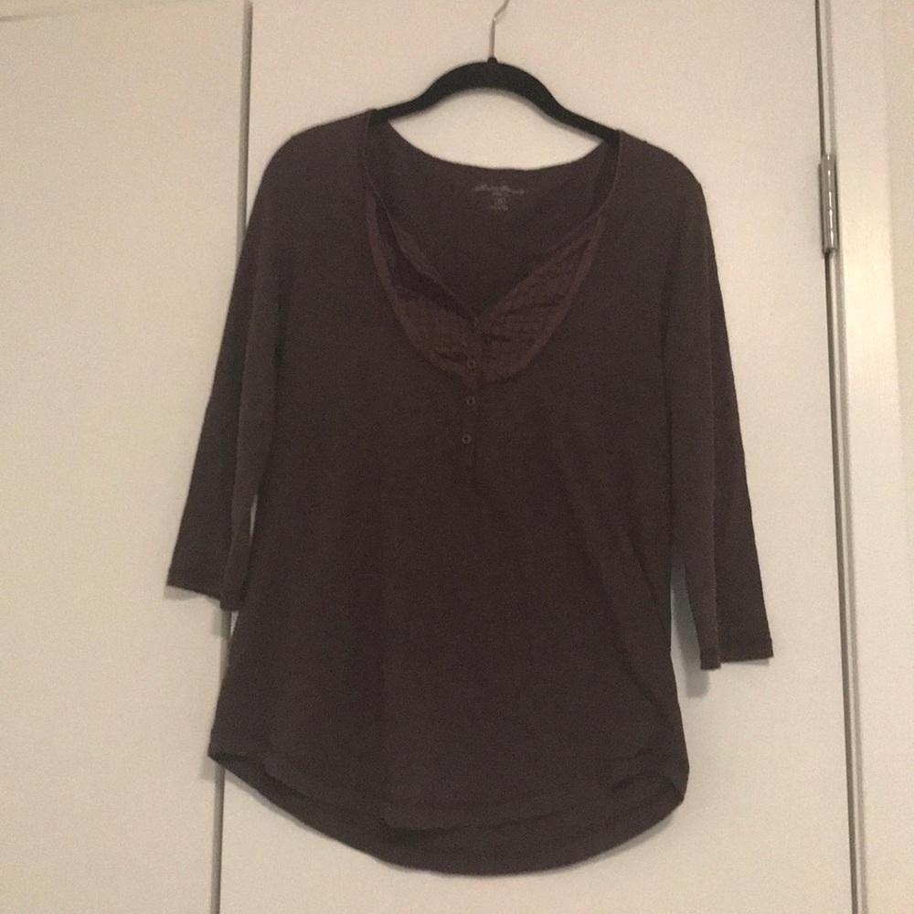 eddie bauer  purple quarter-sleeve
